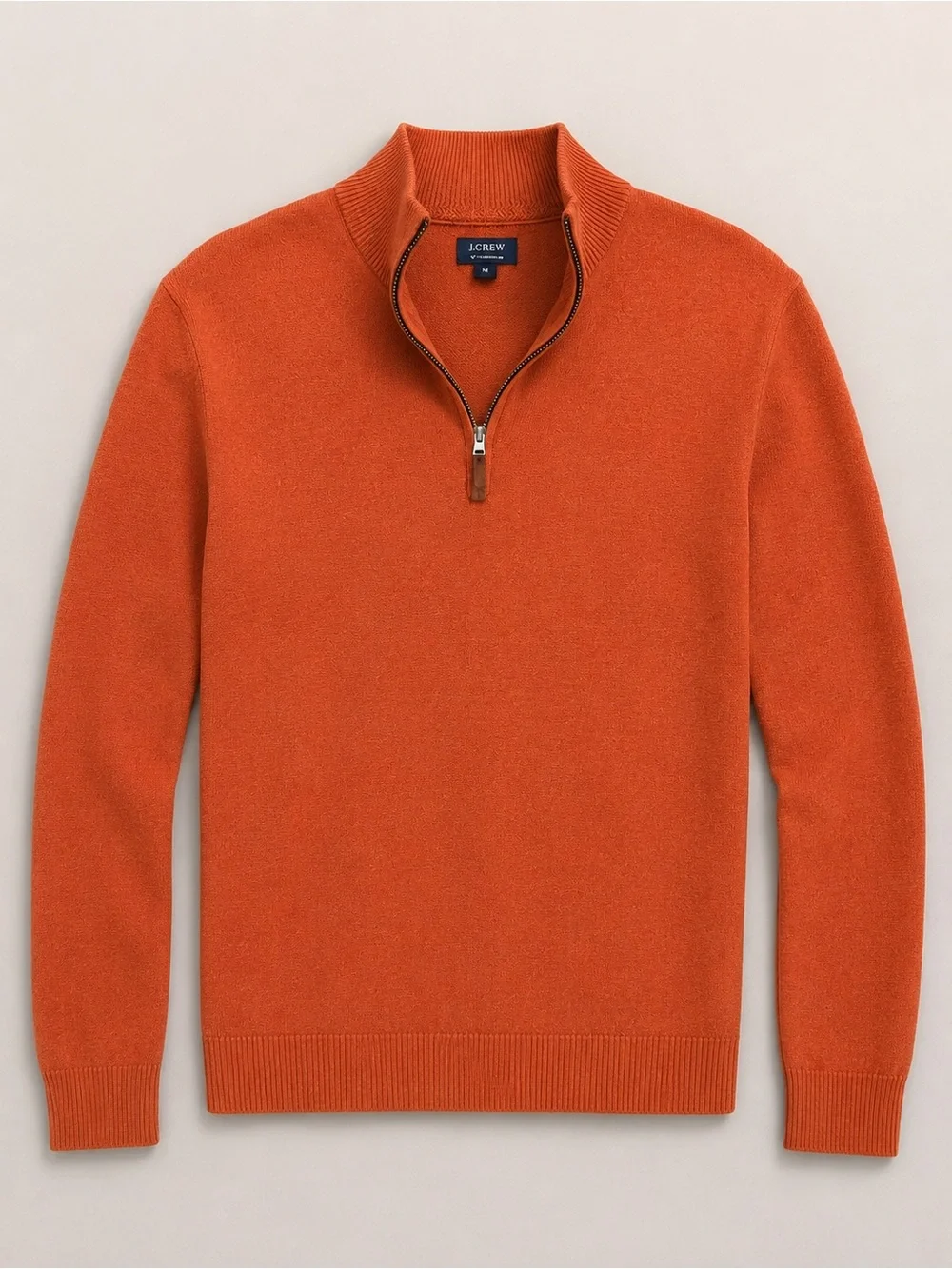 J. Crew Men's Orange Zip-Neck Sweater